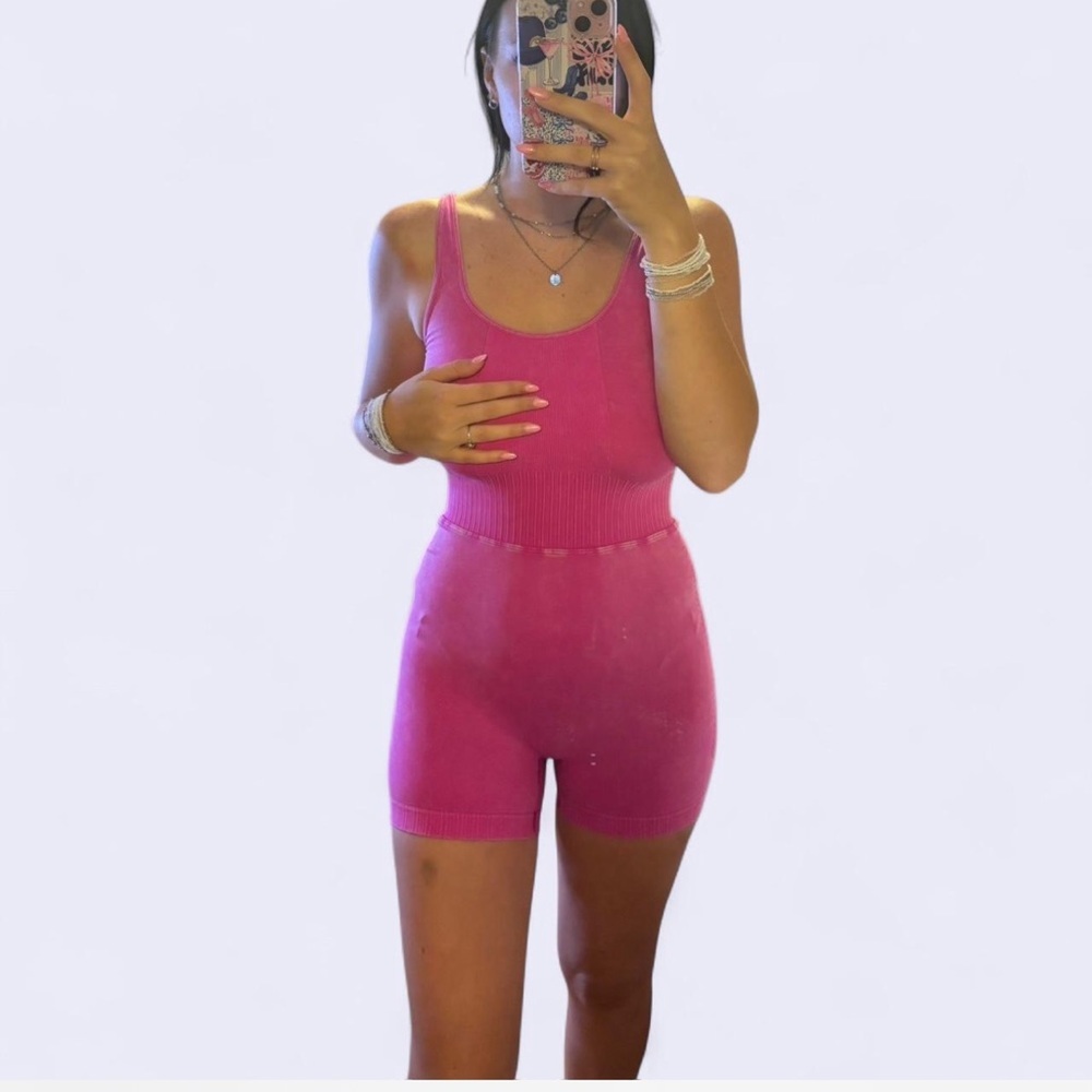 Pink Sleeveless Athletic Romper